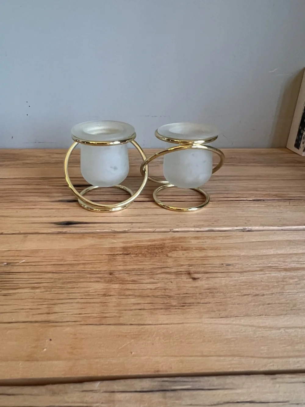 PartyLite Gold Spiral Tea Light Holders with Frosted Glass - Picture 3 of 8